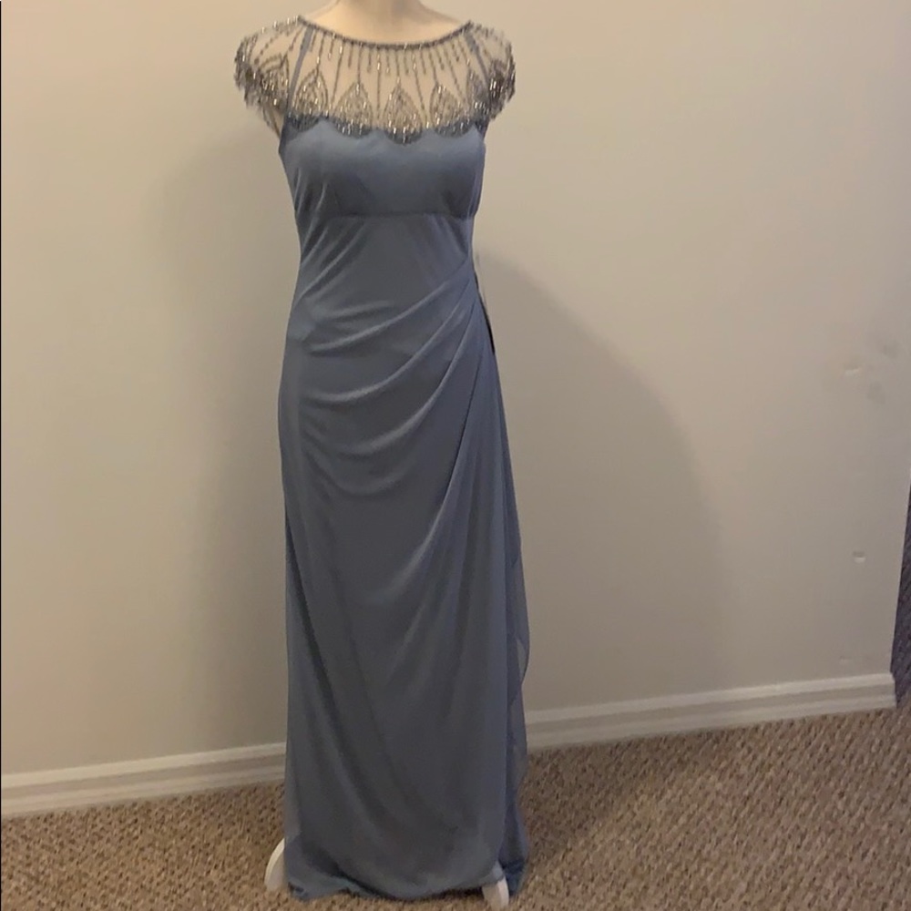 NEW DJ Jaz Cap Sleeve Beaded Neck Evening Gown